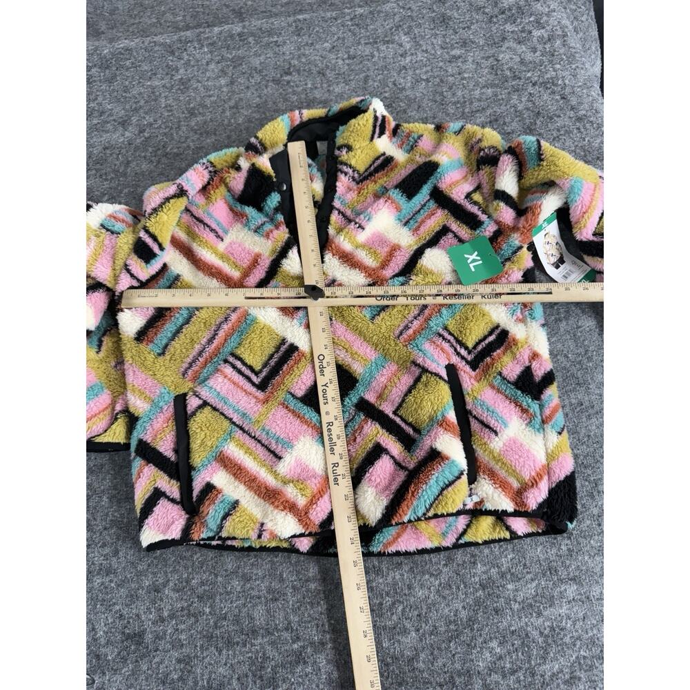 Hurley Sweater Womens XL Pink Color Block Half Snap Pullover Plush N260 - Picture 9 of 12